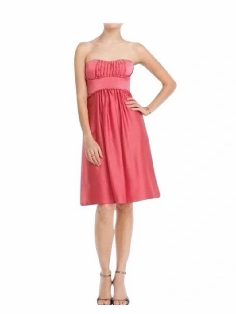 Bcbgmaxazria Strapless Coral Summer Dress - Women's Midi Or Junior, Petite